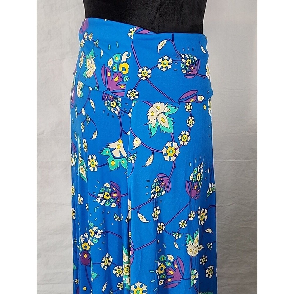 LULAROE Womens XS Blue Floral Long Maxi Skirt Stretch Modest Floral Print - Picture 4 of 6